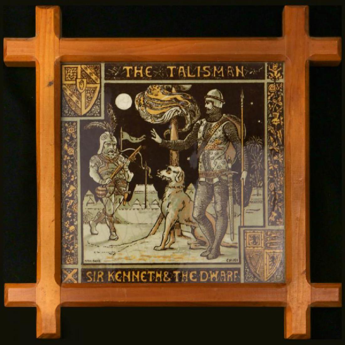 THE TALISMAN SIR KENNETH & THE DWARF, MOYR SMITH: A Moyr Smith design for Minton's Tile Works, signed within the image, circa 1870s. Measures 11 x 11 inches. We happily provide seamless in-house packing and shipping services on nearly everything we s