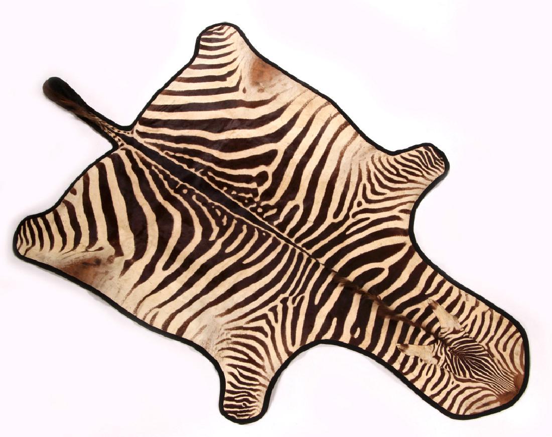A TAXIDERMY AFRICAN ZEBRA HIDE RUG WITH FELT (1 of 14)