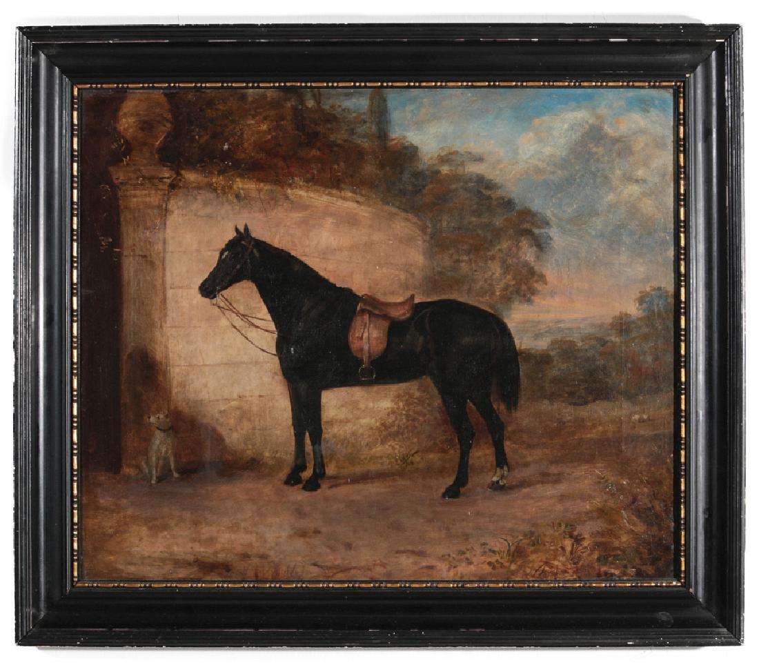 A 19TH CENTURY EQUESTRIAN PORTRAIT WITH DOG (1 of 8)