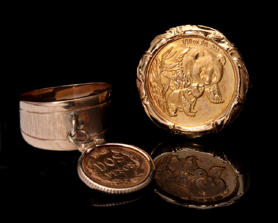 TWO FASHION RINGS WITH GOLD COIN AND MEDALLION (1 of 7)