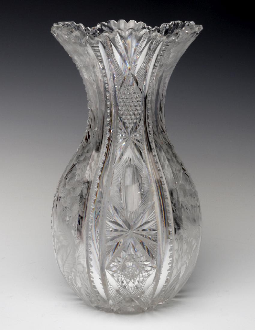 AN ABP CUT GLASS 'BOWLING PIN' VASE SIGNED LIBBEY (1 of 8)