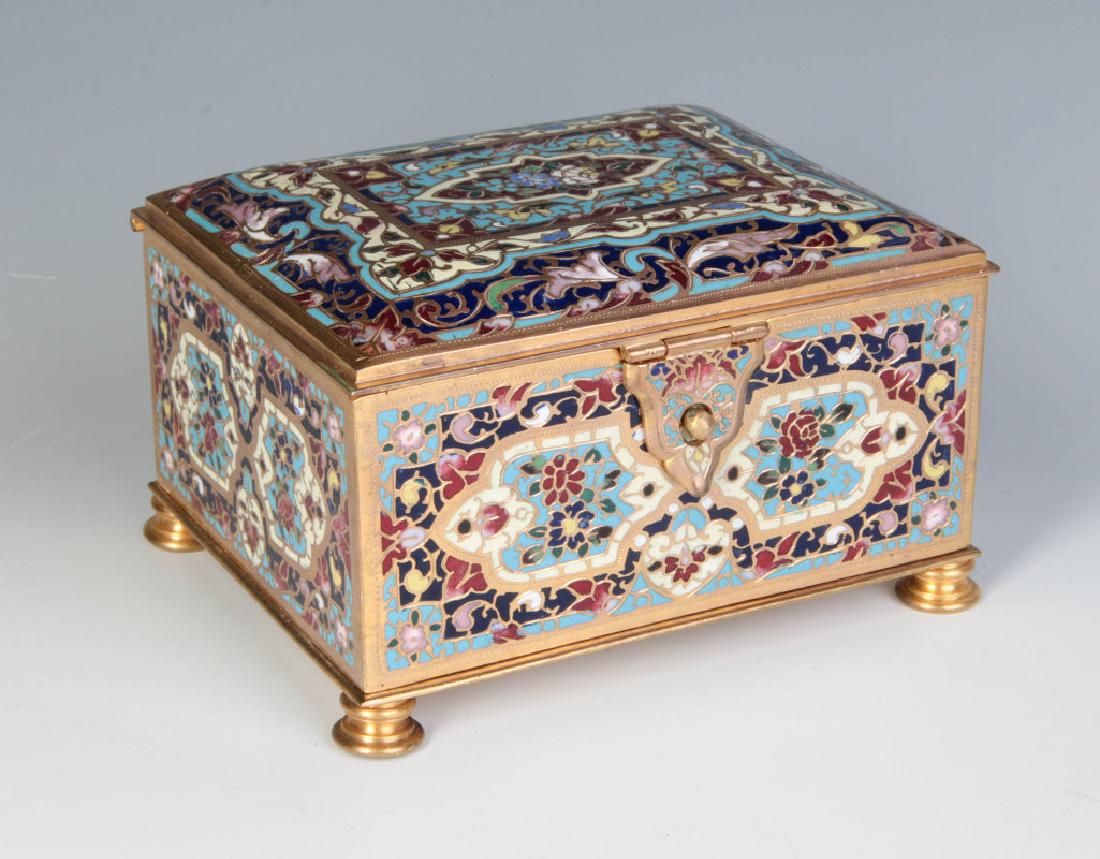 A FRENCH GILT BRONZE CASKET WITH CHAMPLEVE' ENAMEL (1 of 16)