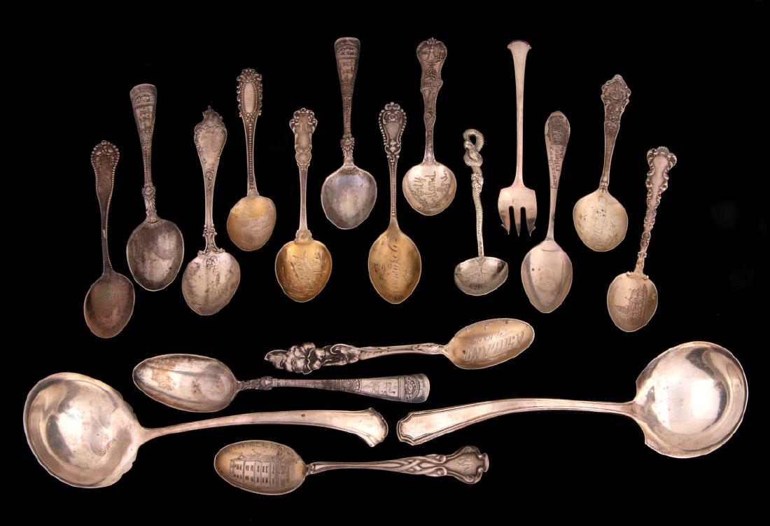 A COLLECTION OF STERLING SOUVENIR AND OTHER SPOONS (1 of 10)