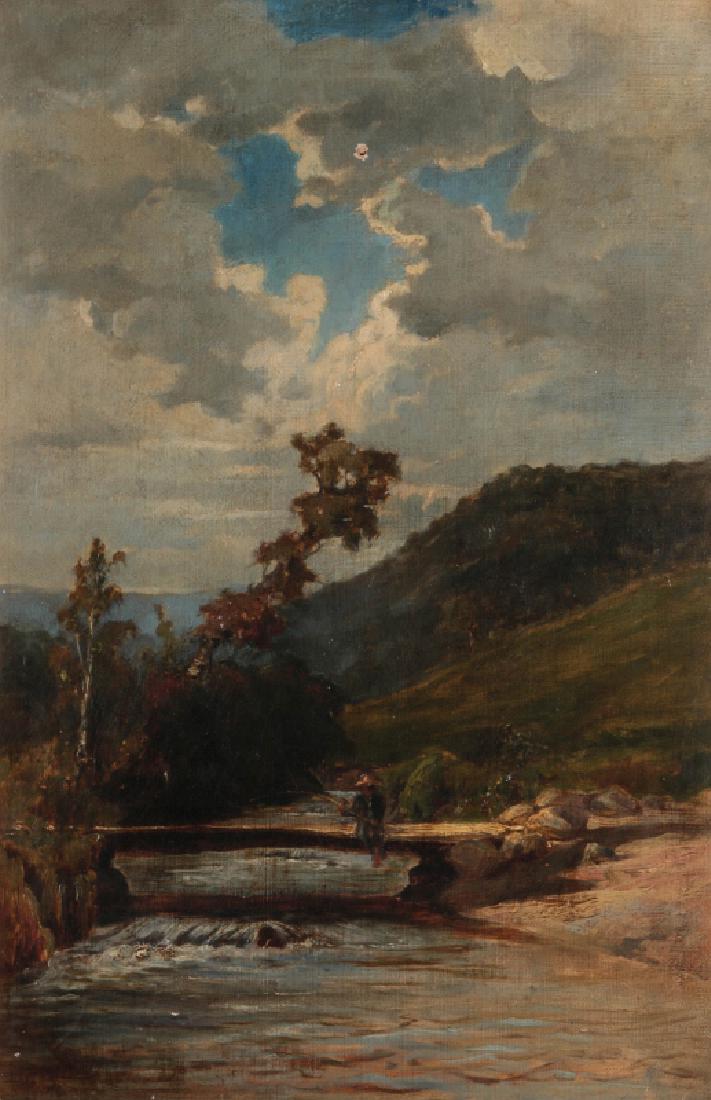 A 19TH CENT AMERICAN SCHOOL PASTORAL OIL ON CANVAS (1 of 10)