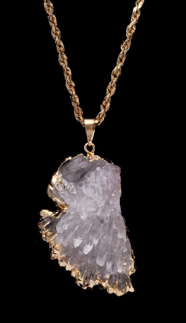 A QUARTZ SPECIMEN IN 10K GOLD ON 10K GOLD CHAIN (1 of 12)