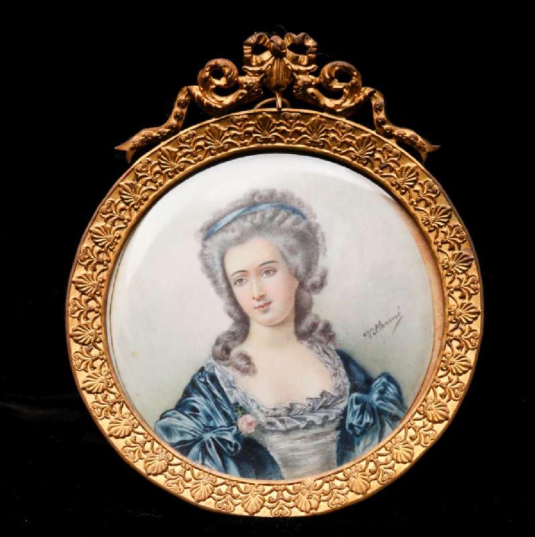 A 19TH C FRENCH MINIATURE PORTRAIT SIGNED VILLERME (1 of 6)
