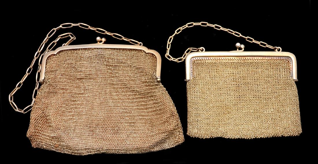 TWO ANTIQUE GOLD WASH PURSES INCLUDING 800 SILVER (1 of 9)