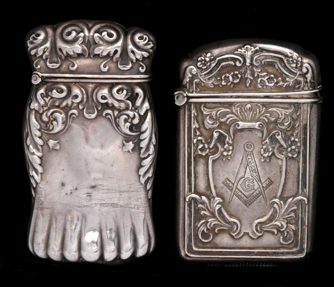 A FREEMASON'S STERLING MATCH SAFE, PLUS ANOTHER (1 of 10)