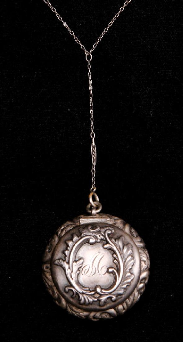 A CIRCA 1900 STERLING SILVER COIN BOX LAVALIER (1 of 6)