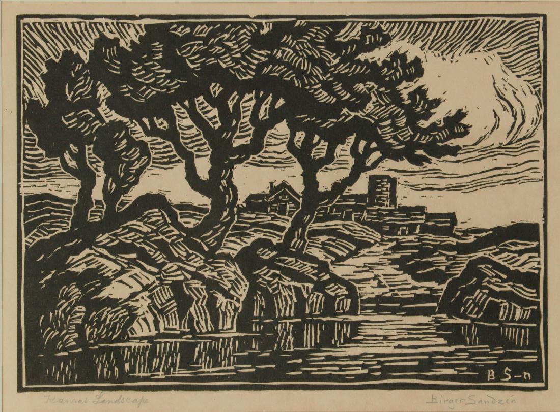 BIRGER SANDZEN (1871-1954) SIGNED BLOCK PRINT (1 of 7)