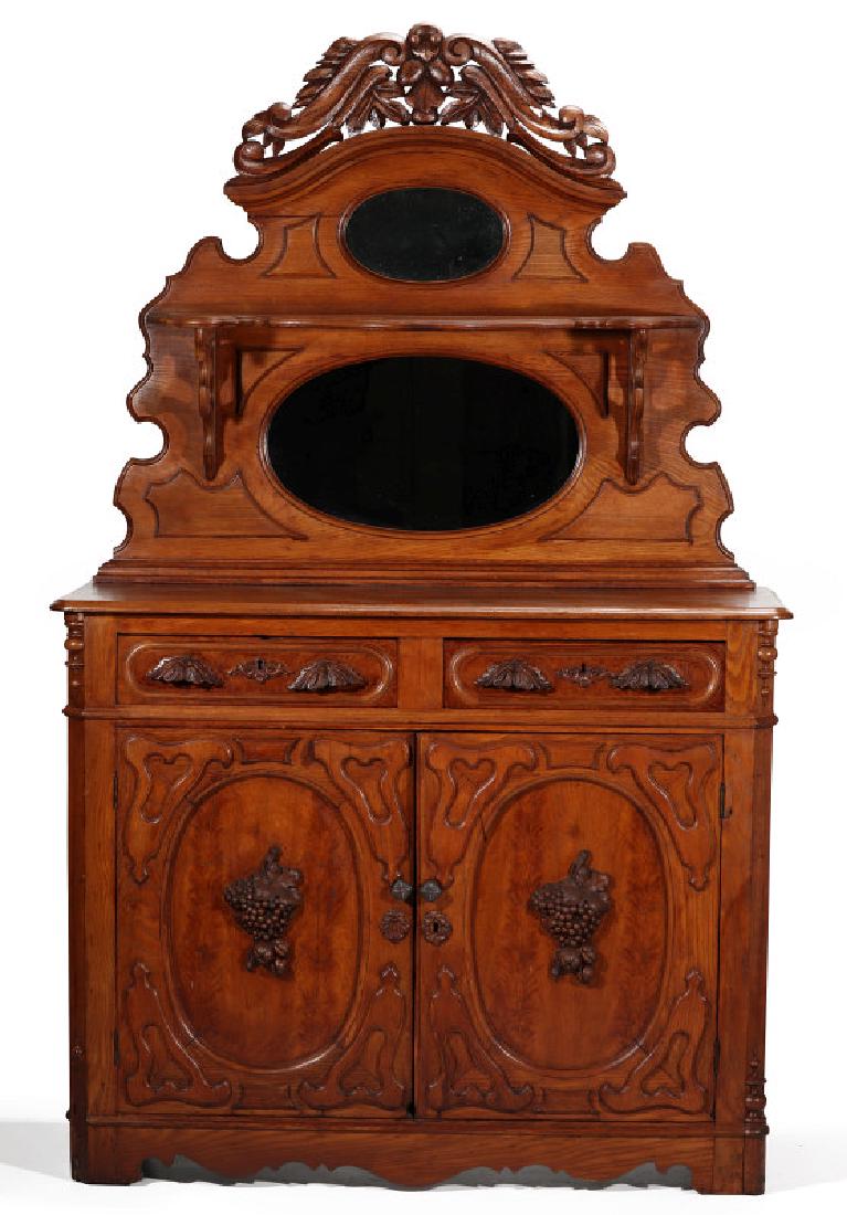 A 19TH C VICTORIAN SIDEBOARD W/ CARVED FRUIT PULLS (1 of 12)