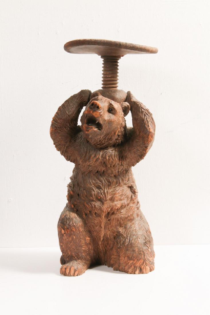 A 19TH CENTURY BLACK FOREST CARVED WOOD BEAR STAND (1 of 9)