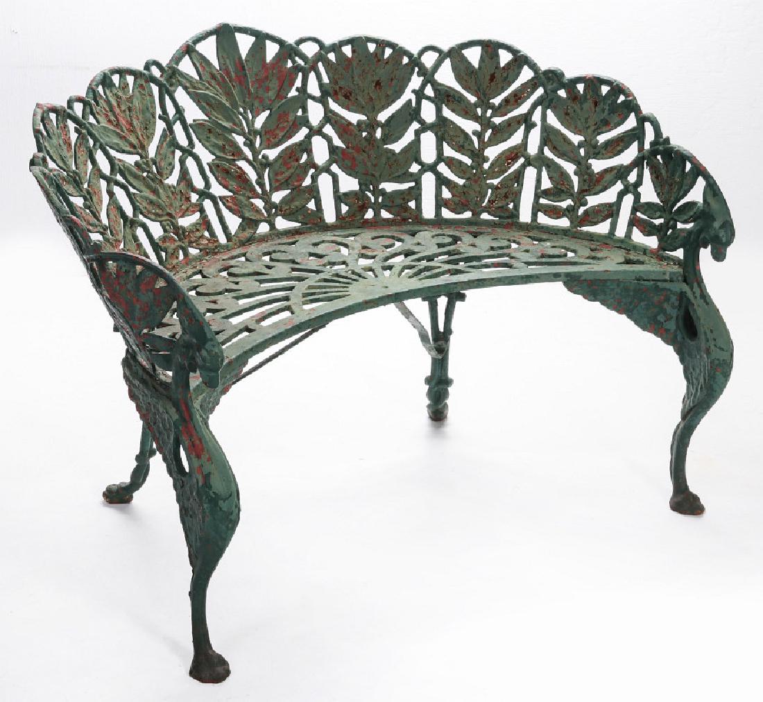 A 19TH CENTURY LAUREL PATTERN CAST IRON GARDEN BENCH (1 of 8)