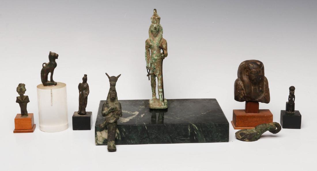 EIGHT BRONZE AND STONE ARTIFACTS OF EGYPTIAN MOTIF (1 of 10)