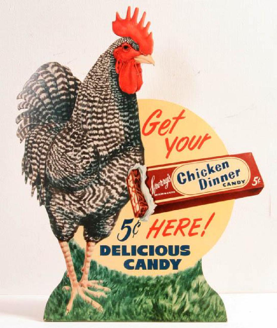 A 'CHICKEN DINNER' 5 CENT CANDY ADVTG SIGN C. 1940 (1 of 7)