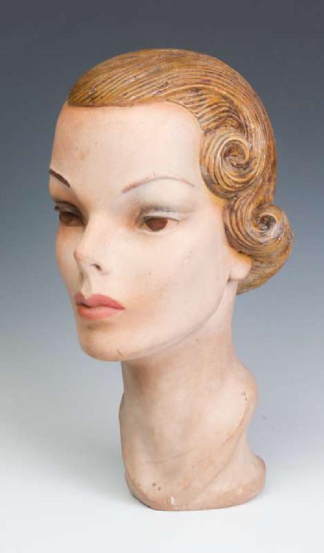A NICE PAINTED PLASTER MANNEQUIN HEAD CIRCA 1940 (1 of 12)