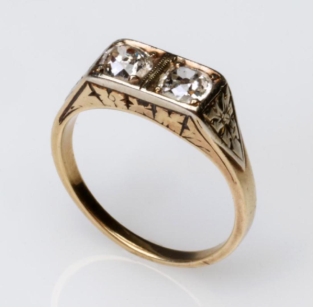 AN ANTIQUE 14K GOLD DIAMOND RING -APPROX 1/2 CARAT (1 of 8)