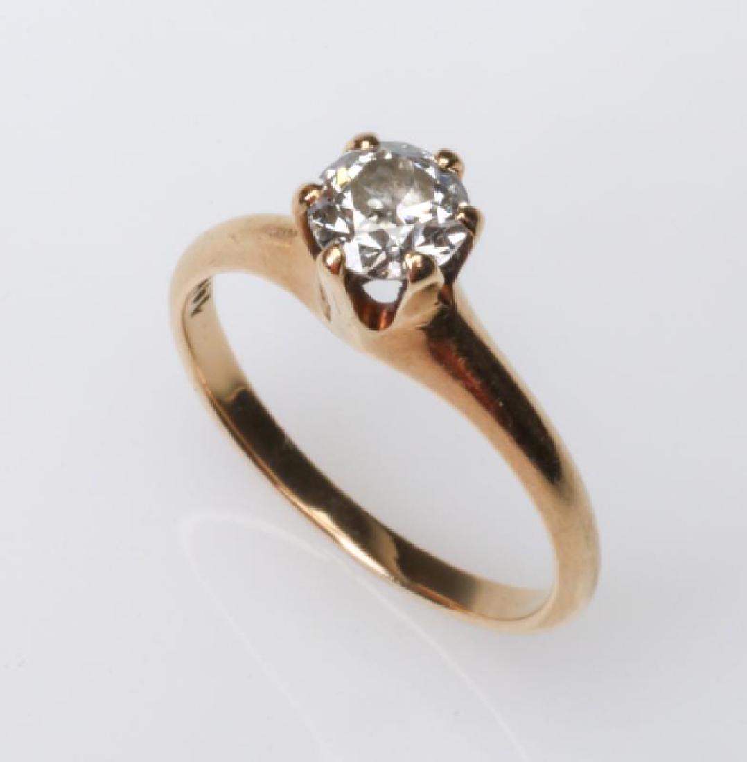 A 14K AND DIAMOND SOLITAIRE RING, APPROX .50 CT (1 of 7)