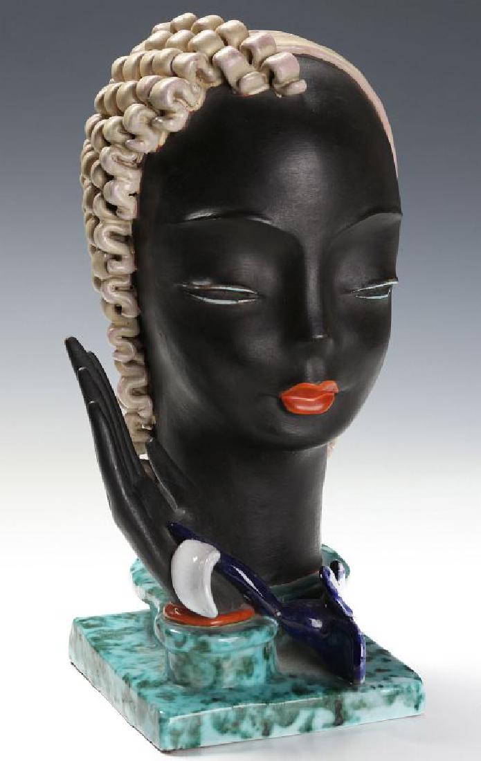 A GOLDSCHEIDER ART DECO GLAZED TERRA COTTA MASK (1 of 13)