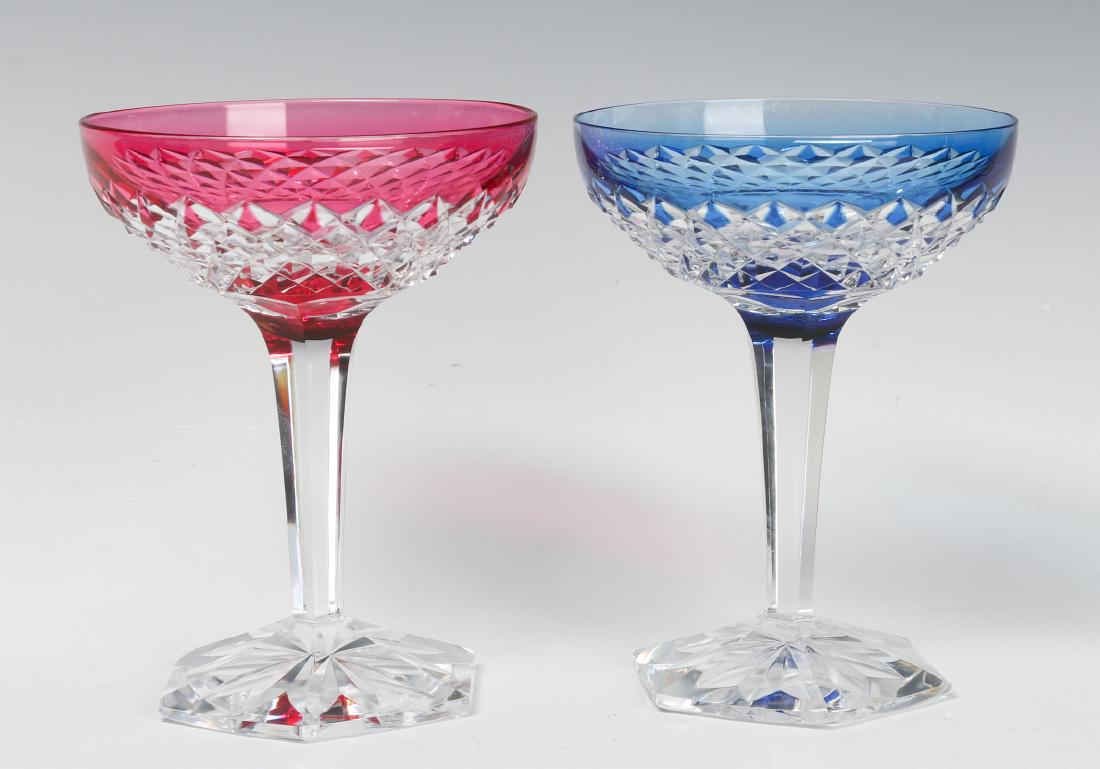 MATCHING RED TO CLEAR & BLUE TO CLEAR CUT GOBLETS (1 of 7)