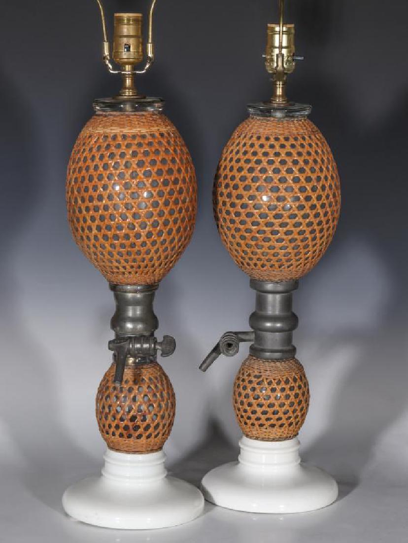 A PAIR EARLY 20TH C. FRENCH SODA BOTTLES AS LAMPS (1 of 16)