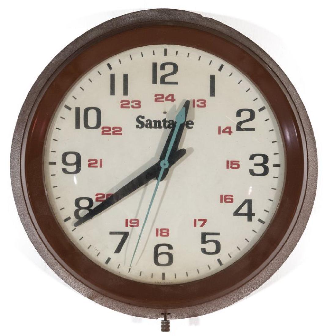 A CIRCA MID 20TH CENTURY SANTA FE RAILROAD CLOCK
