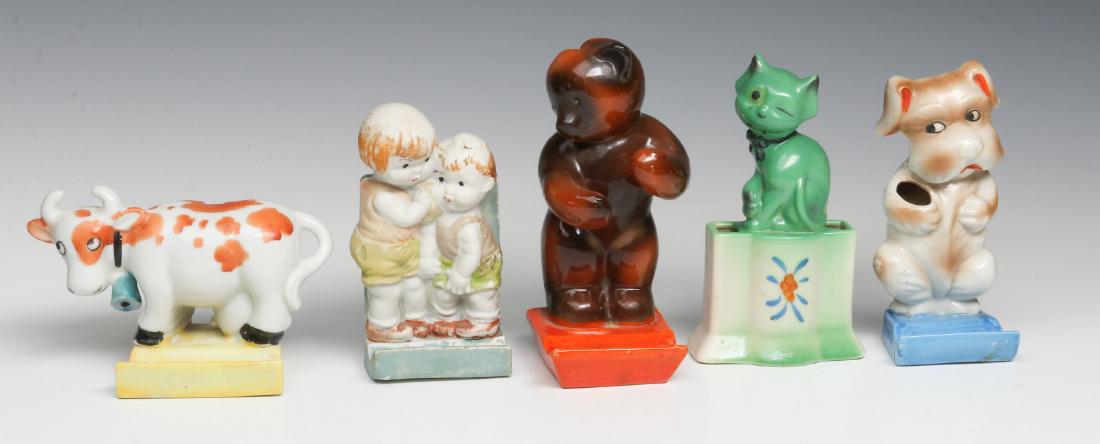 FIVE VINTAGE FIGURAL TOOTHBRUSH HOLDERS (1 of 11)