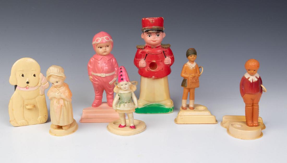 SEVEN 1930s CELLULOID TOOTHBRUSH HOLDERS (1 of 9)