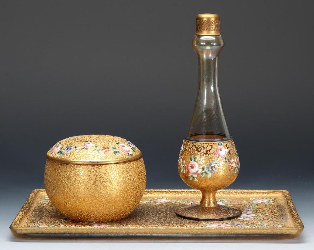 A DeVILBISS GOLD ENCRUSTED AND ENAMEL DRESSER SET (1 of 14)