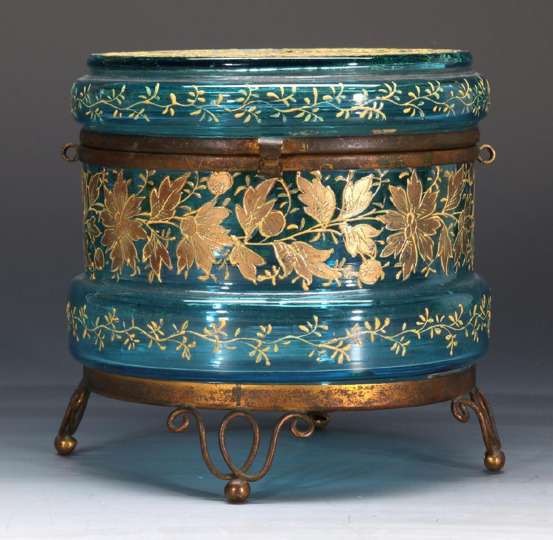 A VICTORIAN ENAMELED ART GLASS DRESSER BOX (1 of 9)