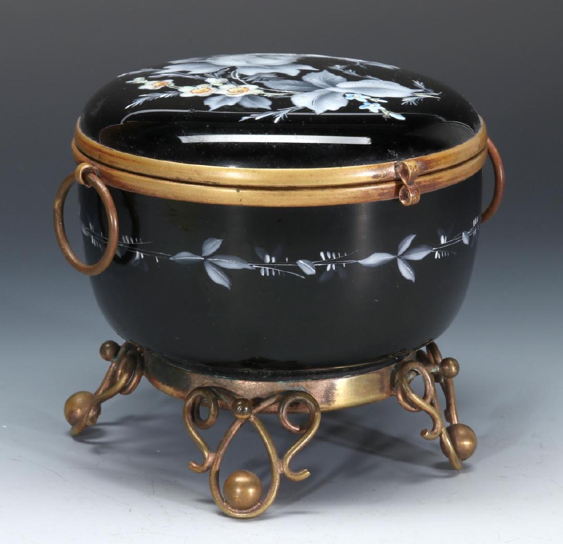 A VICTORIAN ENAMELED DRESSER BOX WITH METAL MOUNTS (1 of 10)