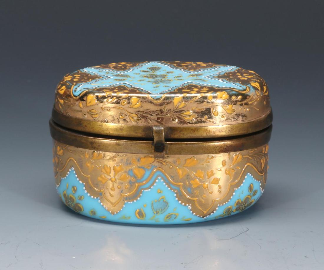 AN ENAMELED FRENCH OPALINE ART GLASS DRESSER BOX (1 of 9)