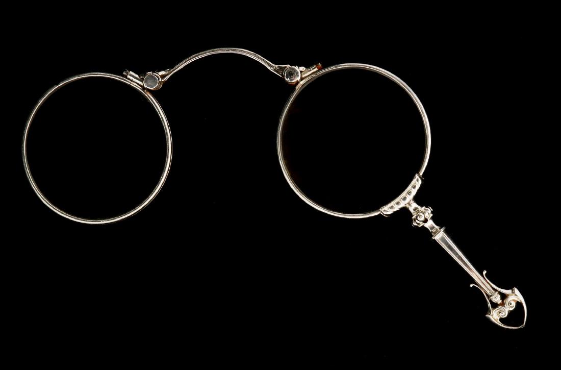 A PAIR ANTIQUE PLATINUM LORGNETTE EYE GLASSES (1 of 7)