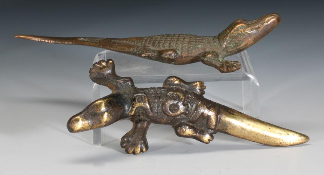 TWO VINTAGE ALLIGATOR ADVERTISING PAPERWEIGHTS (1 of 8)