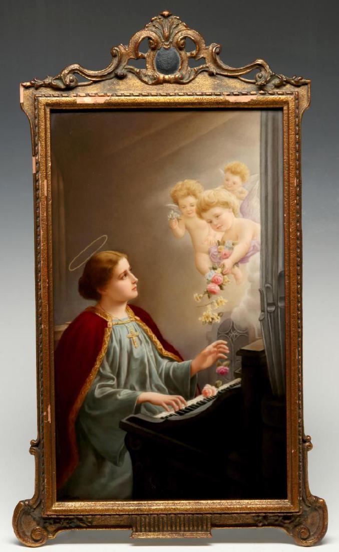 A FINE LARGE KPM PLAQUE, ST. CECILIA SIGNED WAGNER (1 of 13)