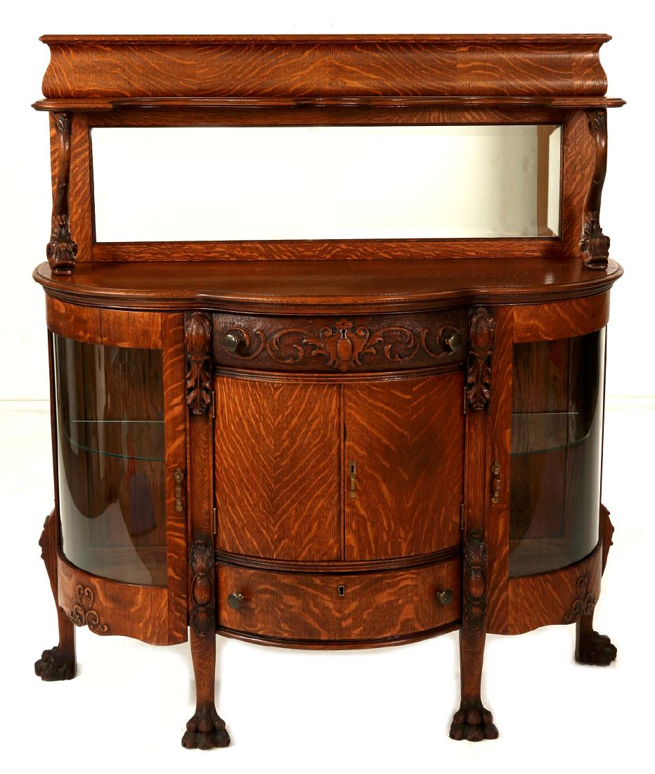 A GOOD AMERICAN OAK SERVER WITH DOLPHINS C. 1900 (1 of 12)