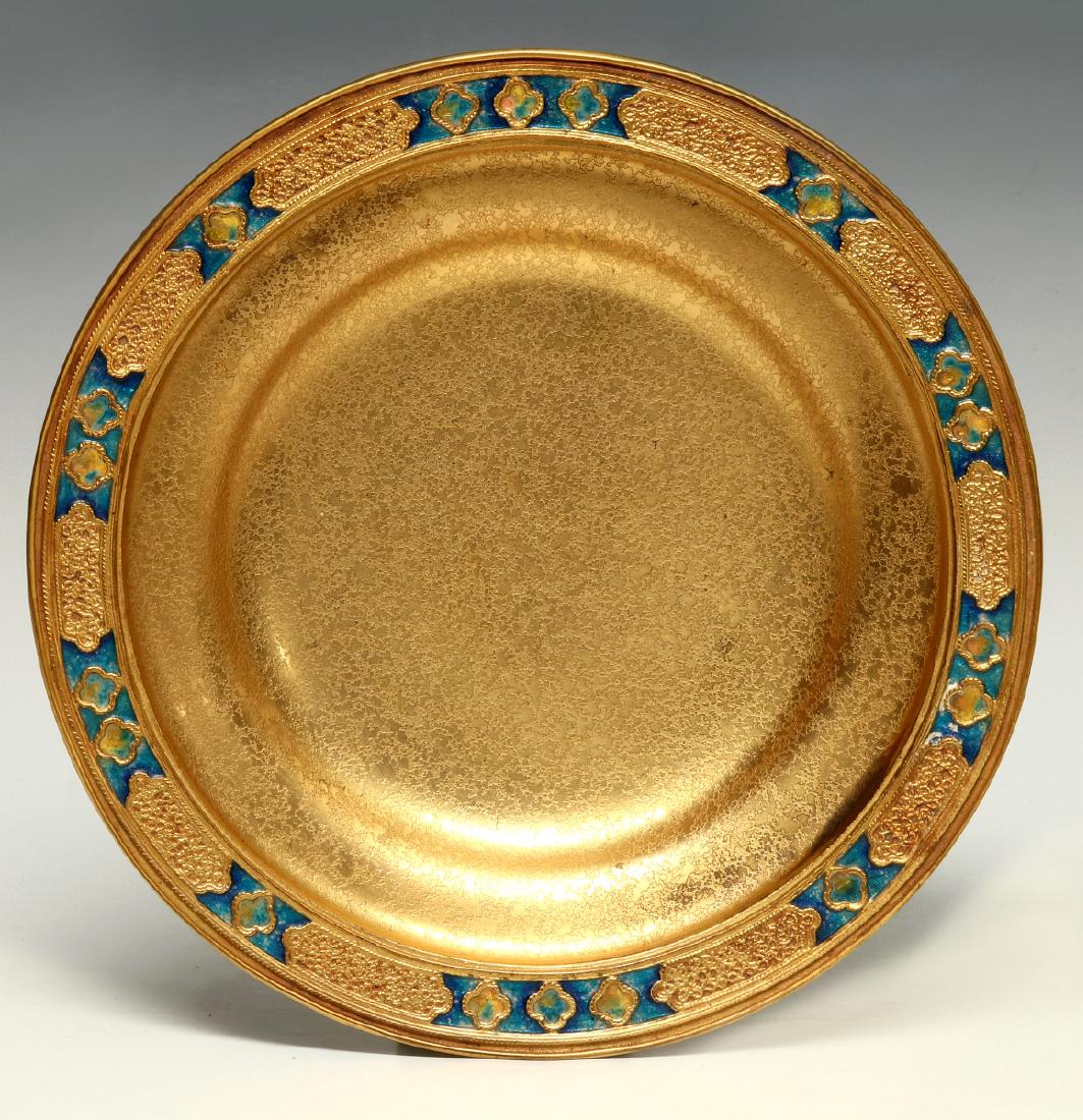 A TIFFANY FURNACES BRONZE DORE' GLASS ENAMEL PLATE (1 of 10)