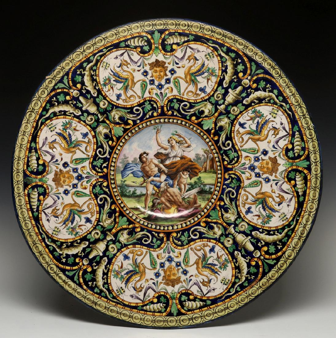 A MIDDLE 19TH CEN ITALIAN MAIOLICA FAIENCE CHARGER (1 of 17)
