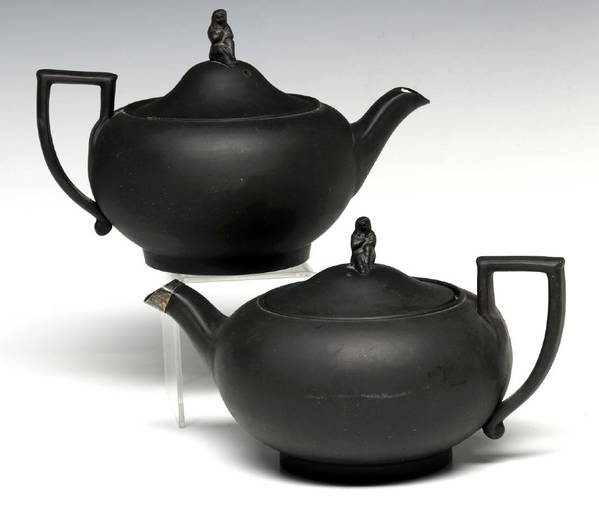 Wedgwood Black Basalt Teapots With Widow Finial