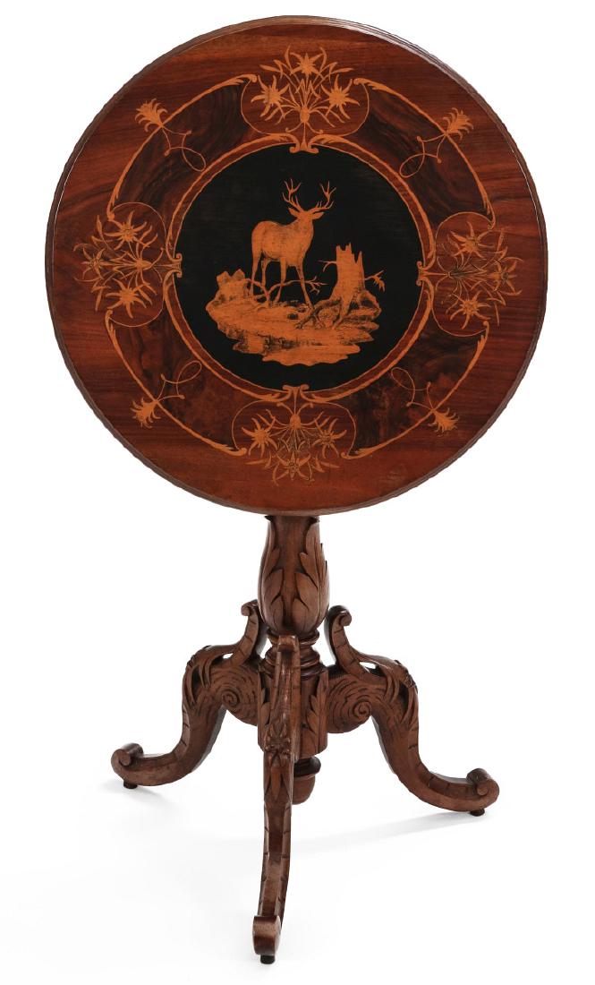 A FINELY CARVED, INLAID BLACK FOREST TABLE C 1870s (1 of 10)