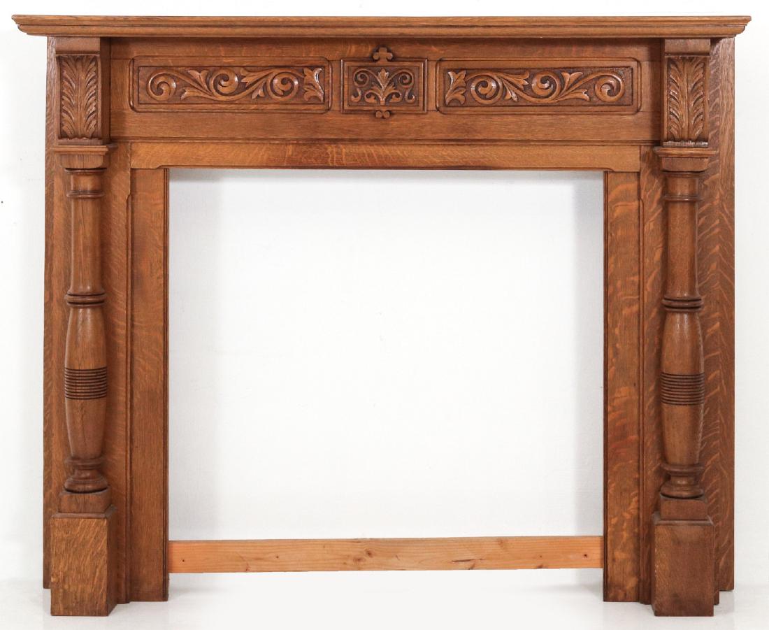 A CIRCA 1900 AMERICAN OAK MANTLE WITH COLUMNS (1 of 11)