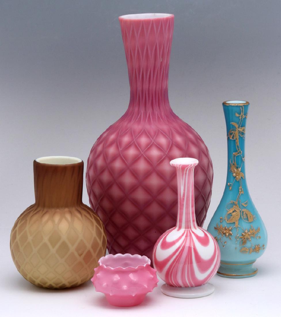 A Collection Of Victorian Art Glass Pieces