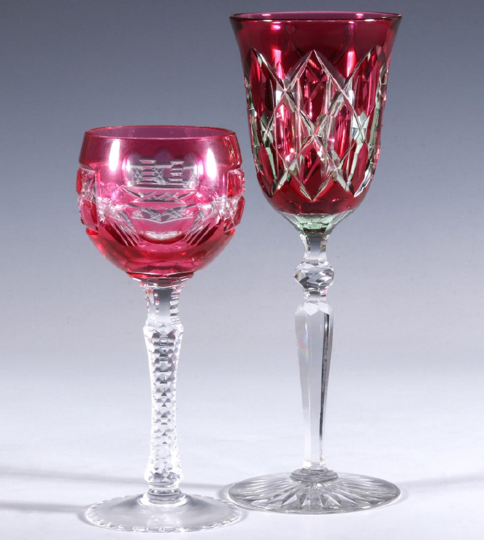 A DAISY AND BUTTON CRANBERRY CUT TO CLEAR GOBLET (1 of 13)