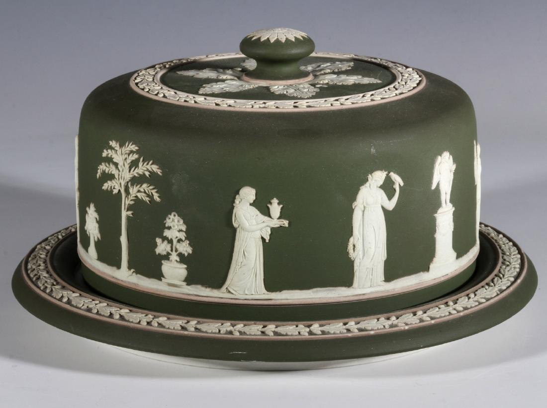 A WEDGWOOD GREEN JASPERWARE CHEESE DOME (1 of 13)