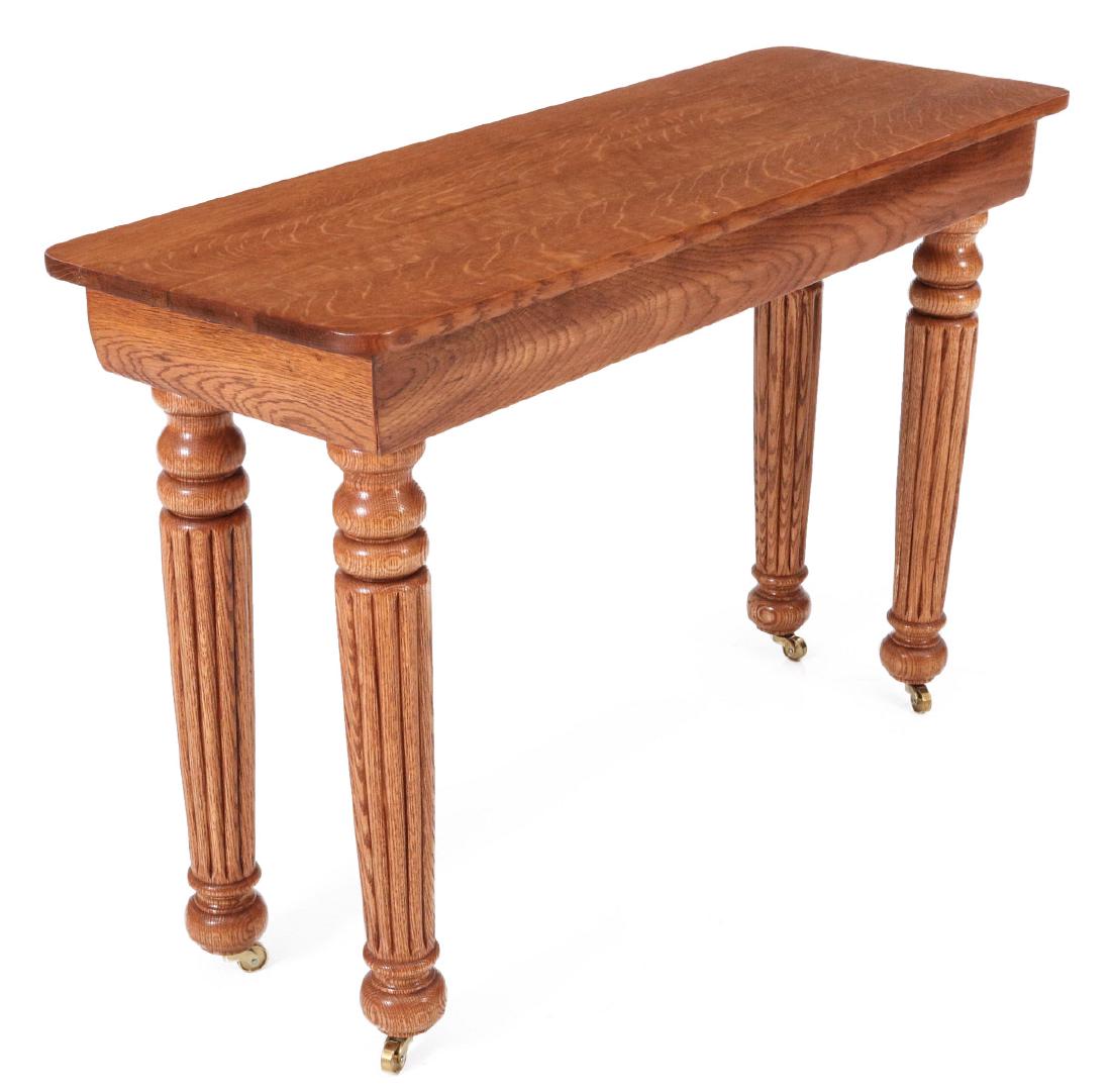 A NARROW OAK SOFA TABLE (1 of 6)