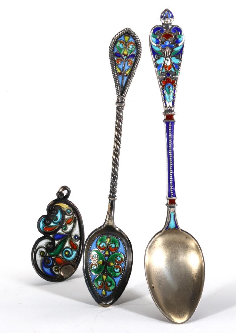 COLLECTION OF STERLING CHAMPLEVE AND PLIQUE A JOUR (1 of 7)