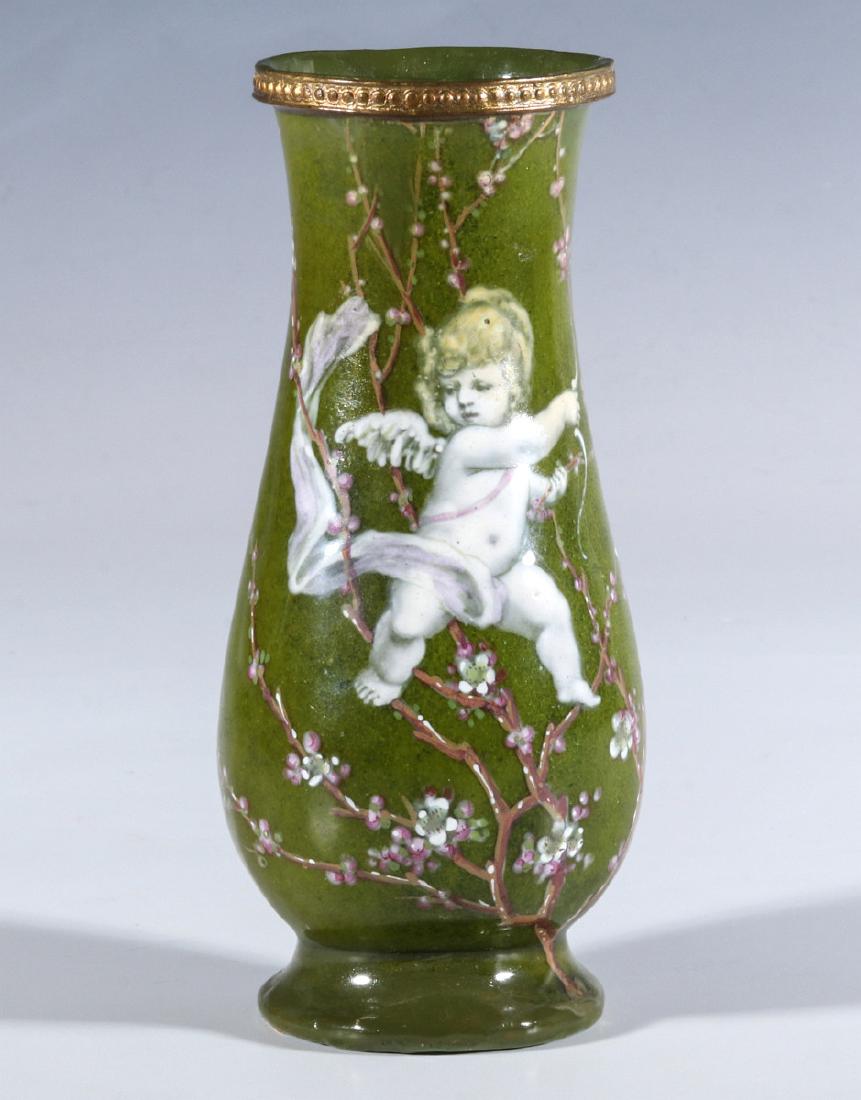 A 19TH CENTURY FRENCH ENAMEL ON COPPER VASE (1 of 11)