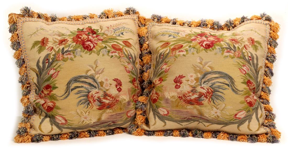 A PAIR NICE CONTEMPORARY FRENCH TAPESTRY PILLOWS (1 of 16)