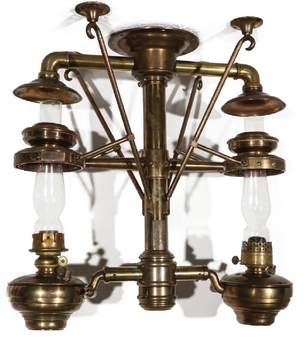 A 19TH CENTURY TWO-LIGHT RAIL CAR CHANDELIER (1 of 12)