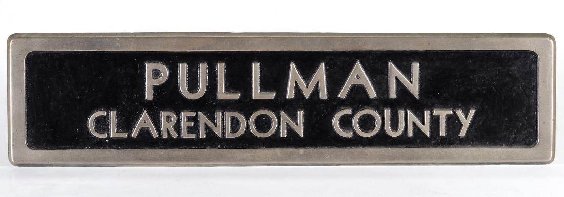CAST ALUMINUM PLAQUE : PULLMAN CLARENDON COUNTY (1 of 8)